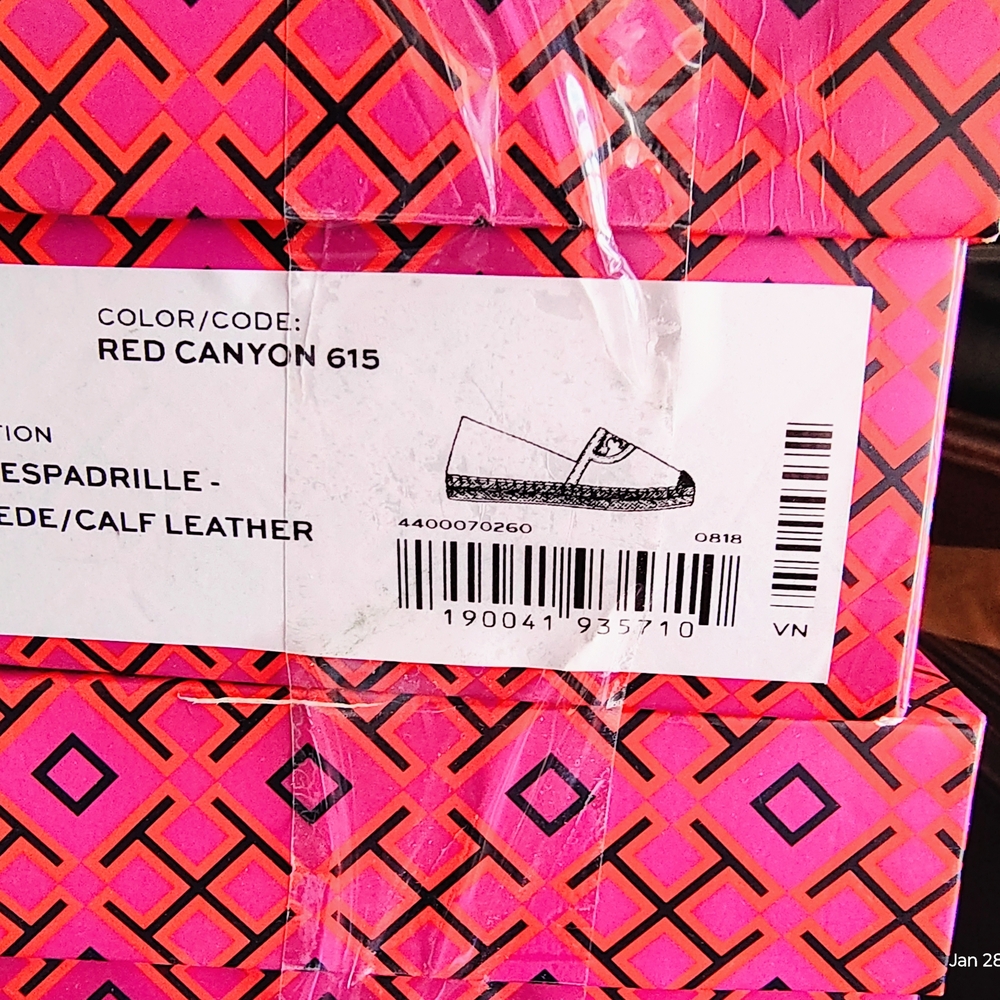 Tory Burch Red and Pink Espadrille Box